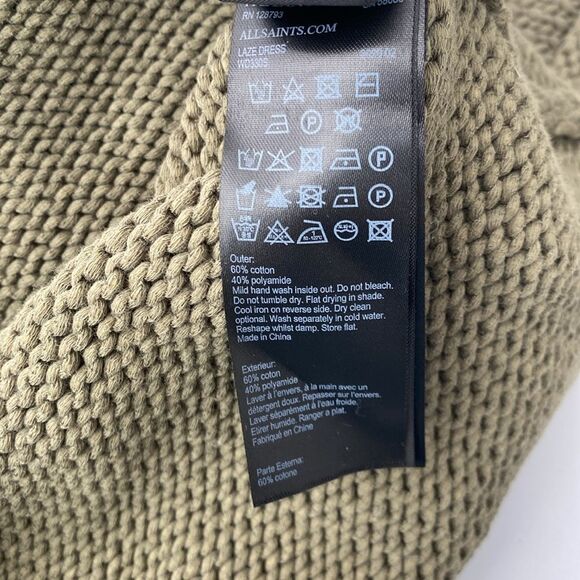 Allsaints Short Sleeve Olive Green Knit Sweater - Picture 9 of 9